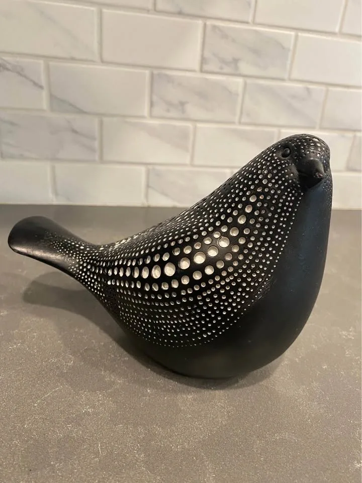 Modern Black and White Dotted Bird Figurine - photo 4