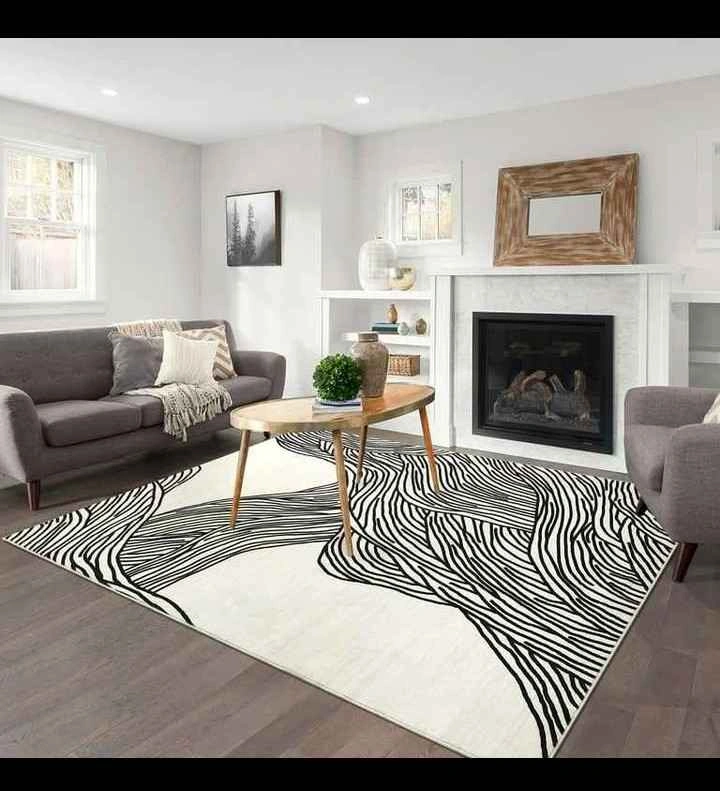 4x6 Black & White Exotic Abstract Rug - photo 3