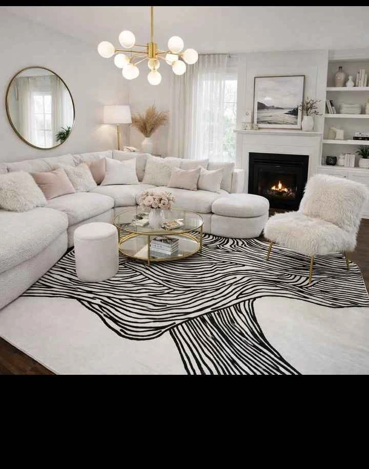 4x6 Black & White Exotic Abstract Rug - photo 4
