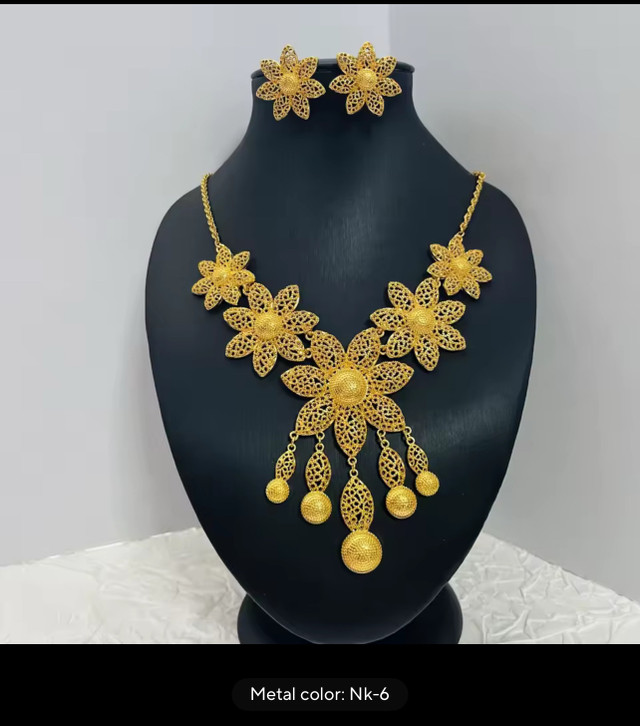Dubai Jewellery 24k gold plated Necklace and earrings - photo 5