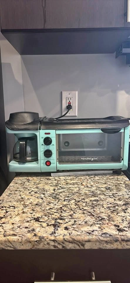 3 In 1 toaster oven, coffee maker, stove top griddle