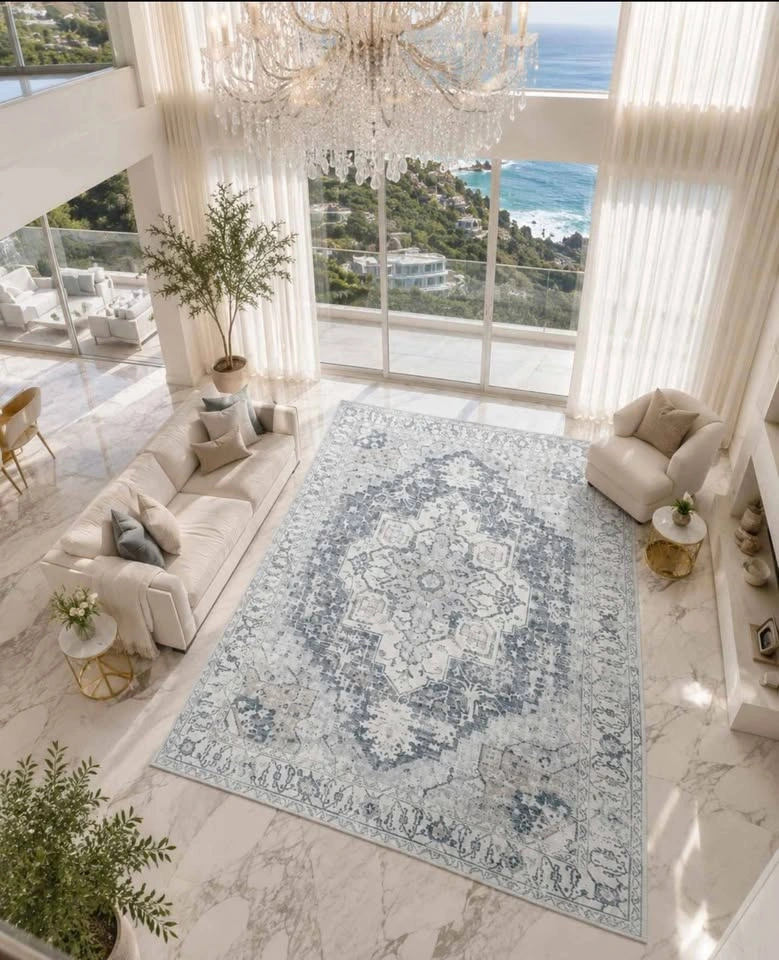 9×12 Washable Vintage Blue Rug SEALED 🆕 - photo 4
