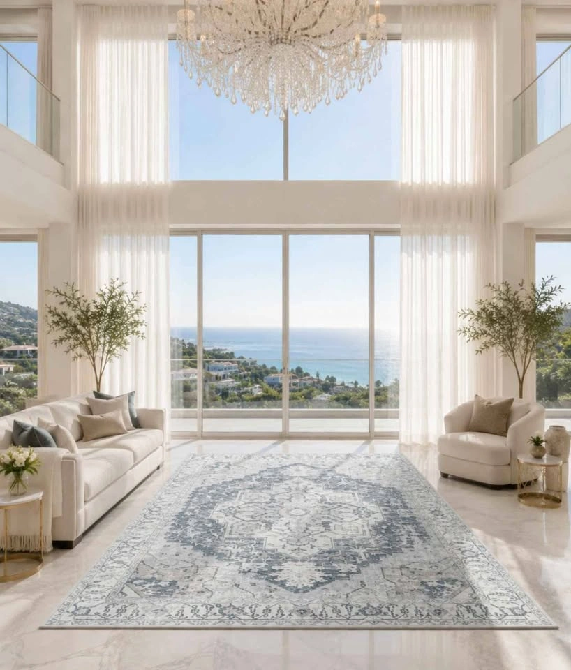 9×12 Washable Vintage Blue Rug SEALED 🆕 - photo 5