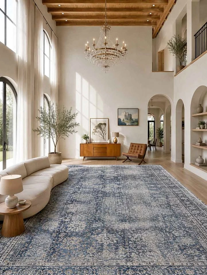 Blue Distressed Persian inspo rug 10x13 ft new in packaging