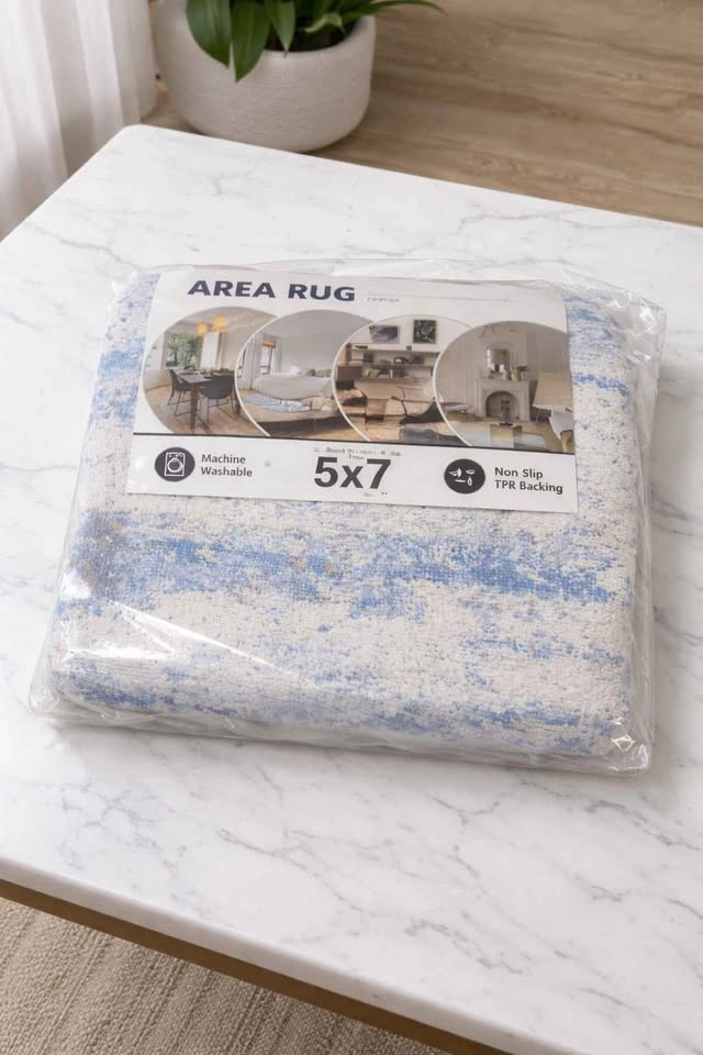 5x7 blue and beige rug new sealed - photo 5