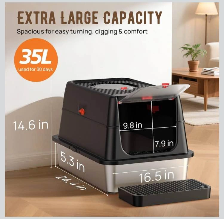 JAJA XL Stainless Steel Enclosed Cat Litter Box - photo 5