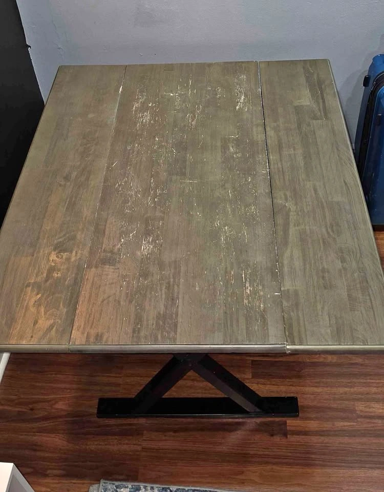 Rustic Drop Leaf Dining Table – Old Gray/Black, 40" Square/Rect - photo 5