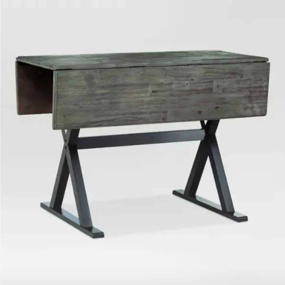 Rustic Drop Leaf Dining Table – Old Gray/Black, 40" Square/Rect - photo 2