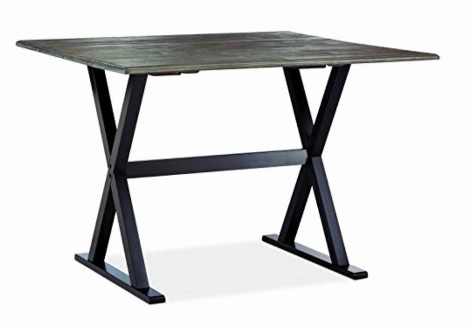 Rustic Drop Leaf Dining Table – Old Gray/Black, 40" Square/Rect - photo 3