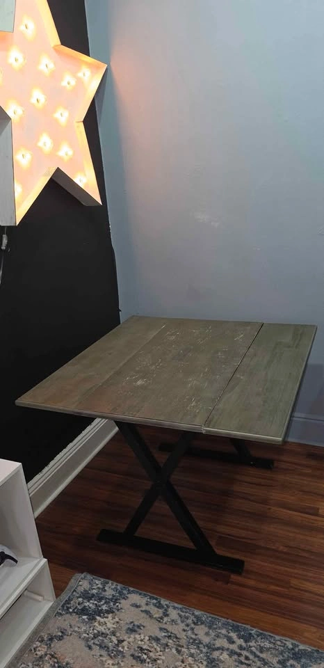 Rustic Drop Leaf Dining Table – Old Gray/Black, 40" Square/Rect
