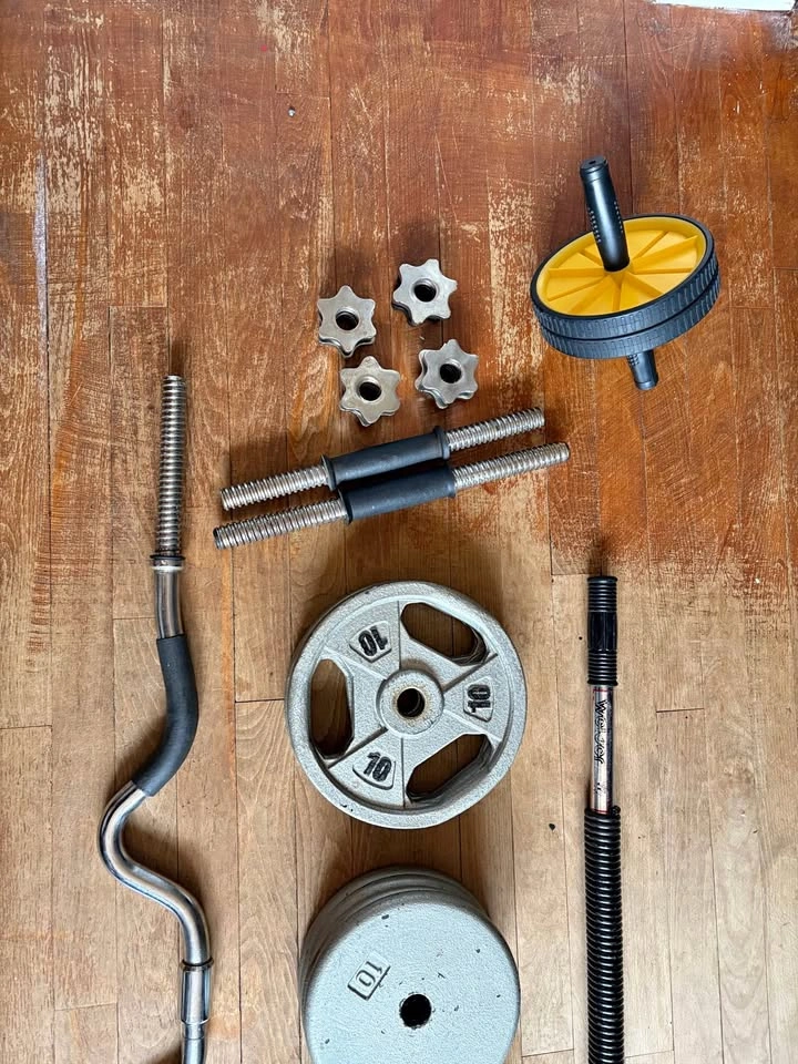 York Weight Set with EZ Curl Bar and Ab Roller