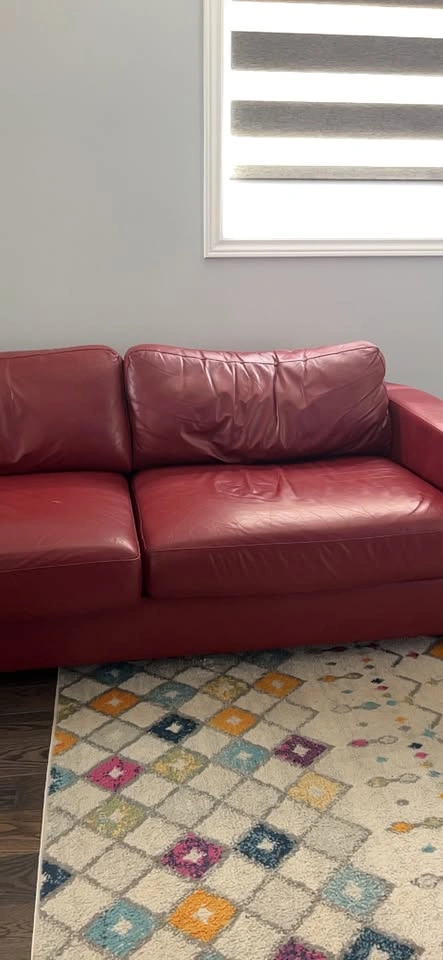 2 Red Leather Sofas - photo 3