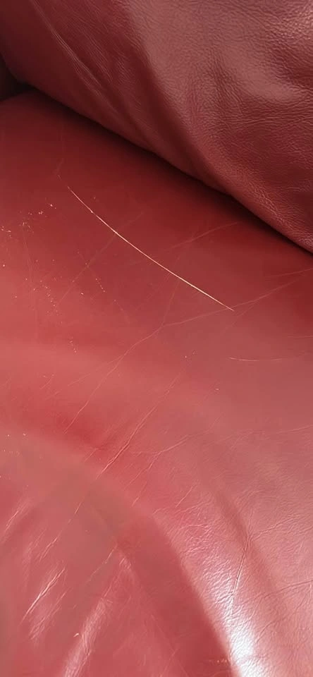 2 Red Leather Sofas - photo 5