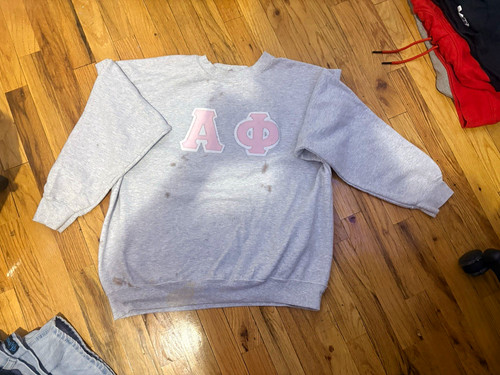 Gray Fleece Pullover Sweatshirt Crew Neck Long Sleeve Size M