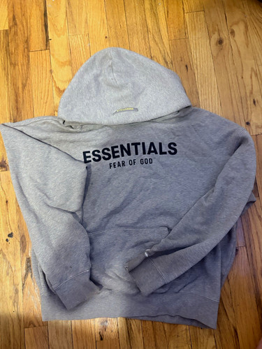 Essentials Fear of God Gray Fleece Pullover Hoodie Size M