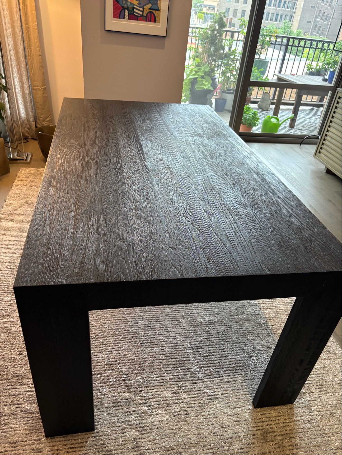 Restoration Hardware 72” Black Oak Parsons Dining Table