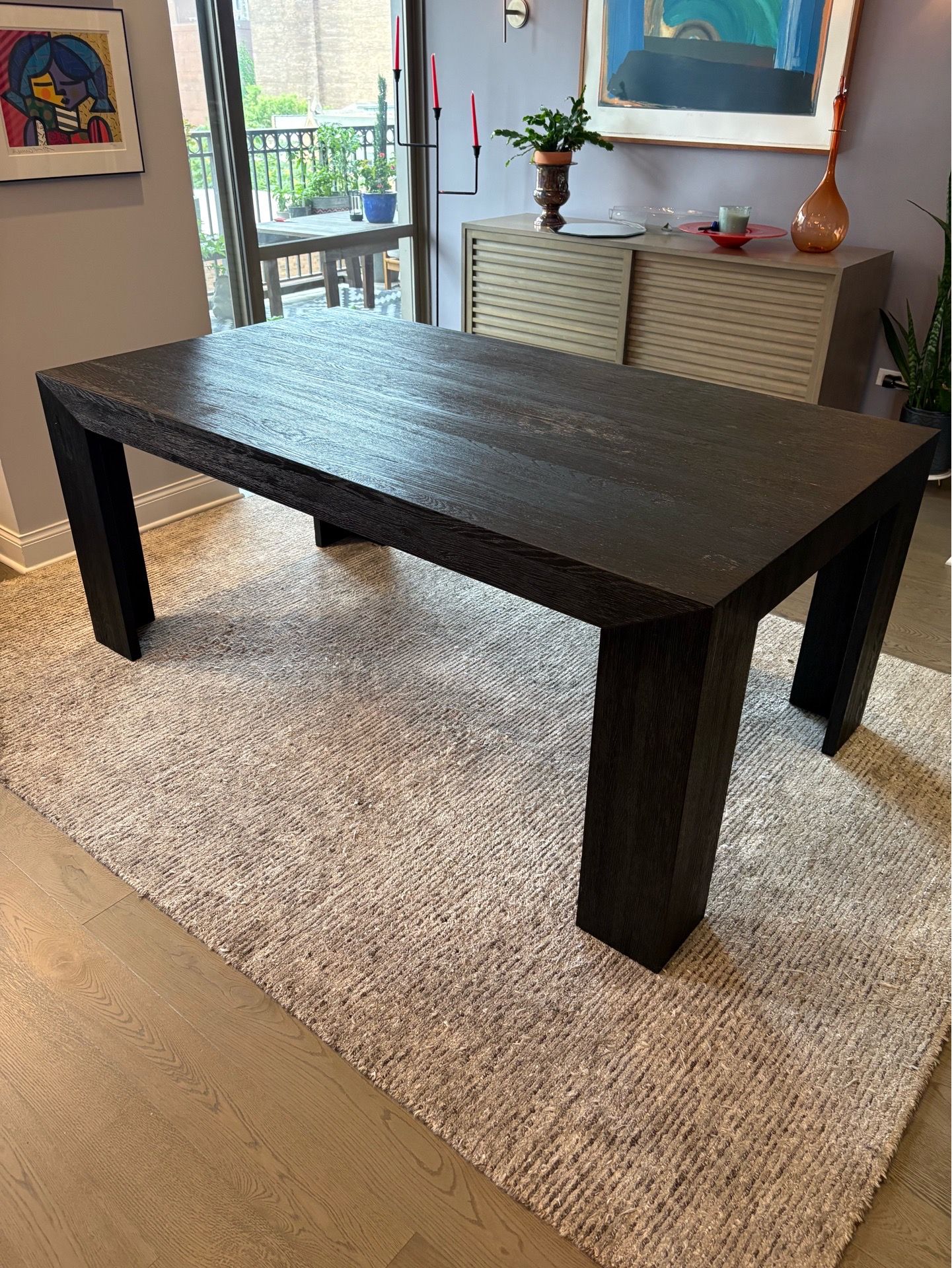 Restoration Hardware 72” Black Oak Parsons Dining Table - photo 2