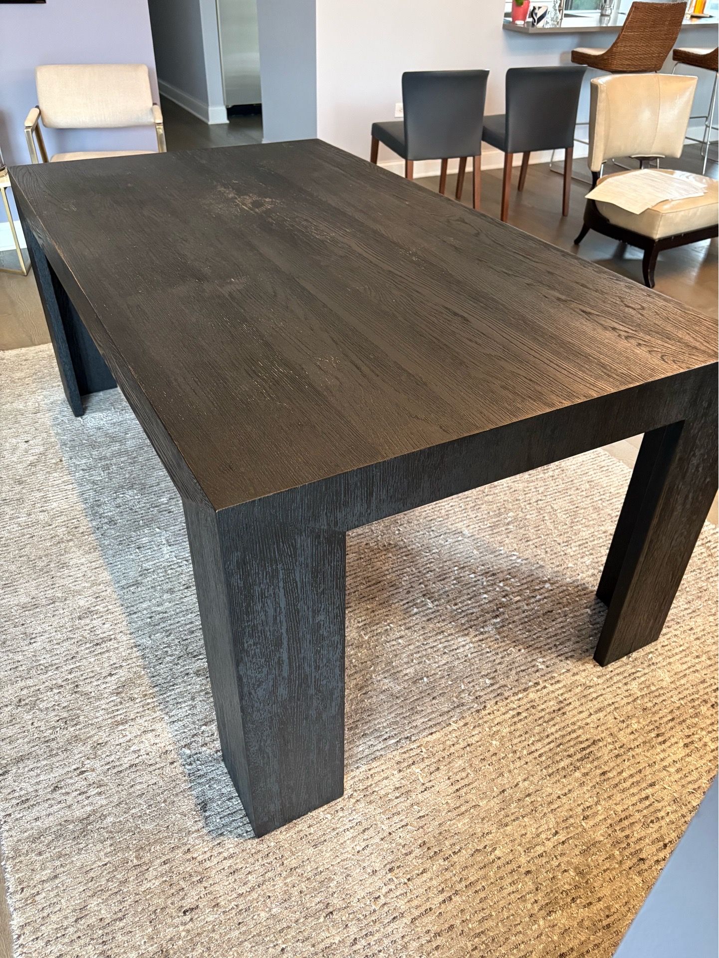 Restoration Hardware 72” Black Oak Parsons Dining Table - photo 3