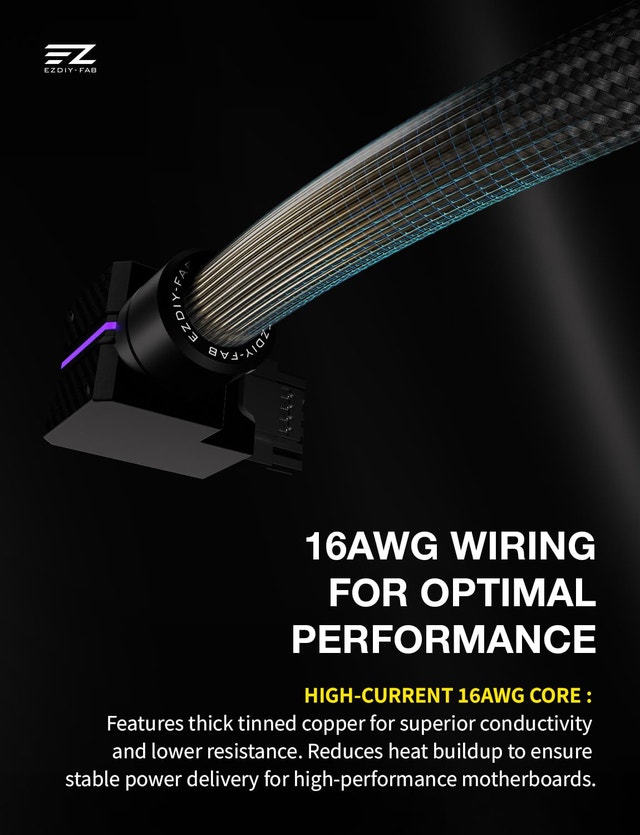 EZDIY-FAB UNIFAS ARGB 16-Pin 12VHPWR GPU Extension Cable - photo 3