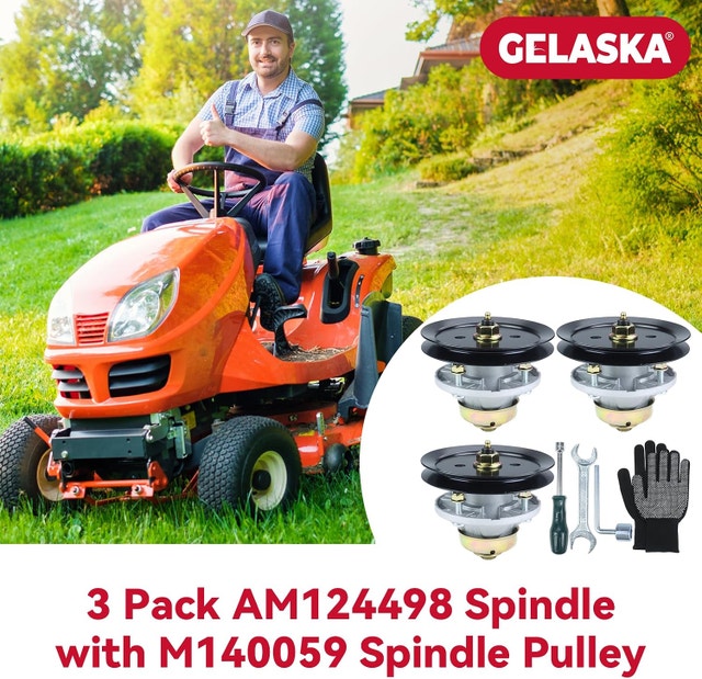 GELASKA 3 Pack AM144377 Spindle Assembly with M140059 Pulley