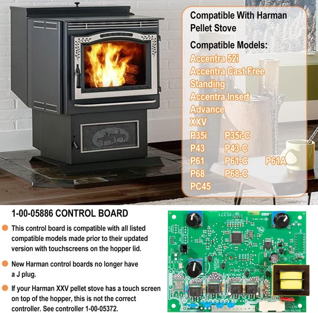 Control Circuit Board Parts Fit For Harman Pellet Stove Accentra - photo 3