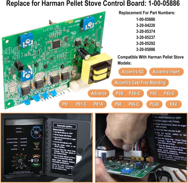 Control Circuit Board Parts Fit For Harman Pellet Stove Accentra - photo 5