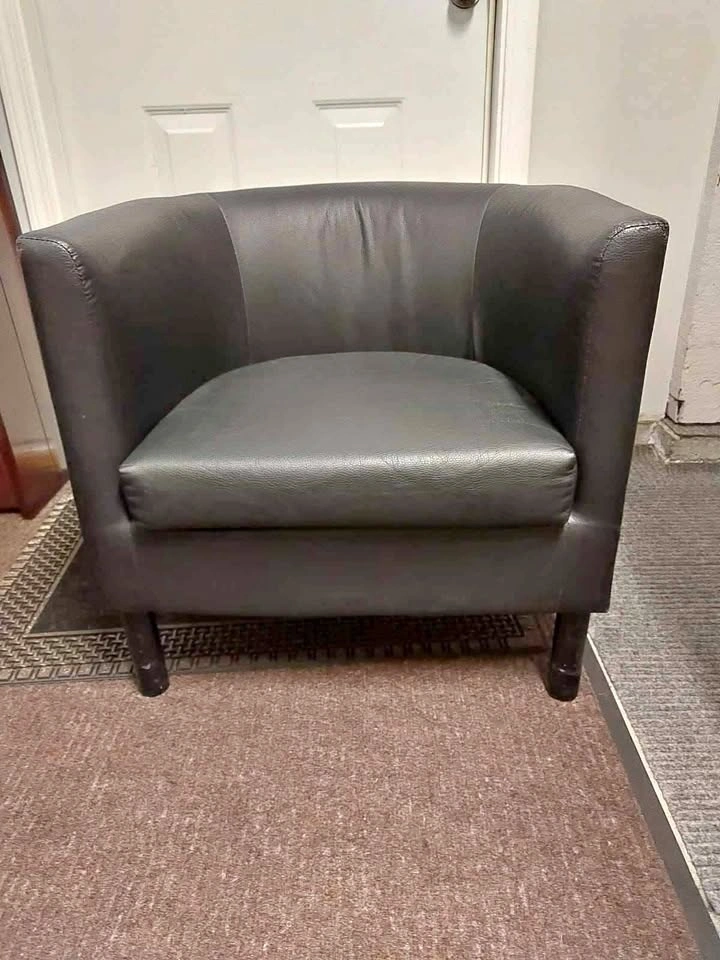 Black Faux Leather Tub Chair