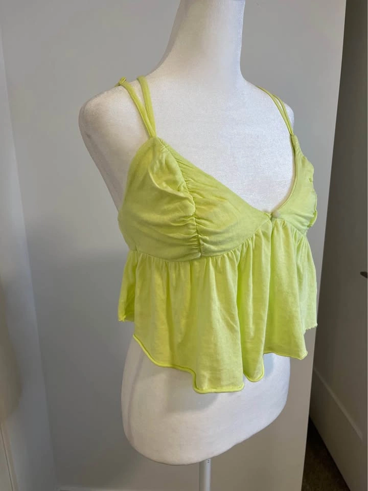 URBAN OUTFITTERS Neon Cropped Ruffle Cami - Size M - photo 2