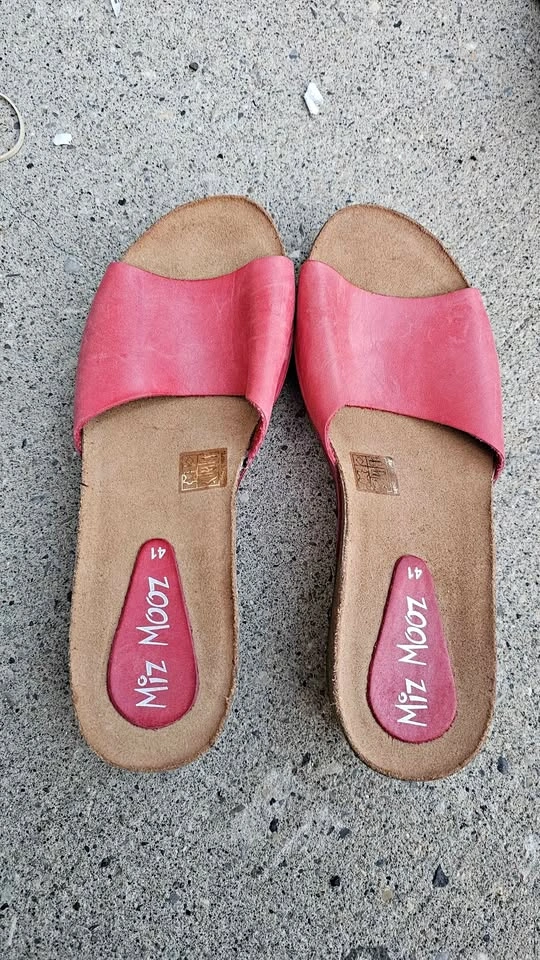Miz Mooz Red Leather Cork Wedge Sandals - Size 10 (EU 41)