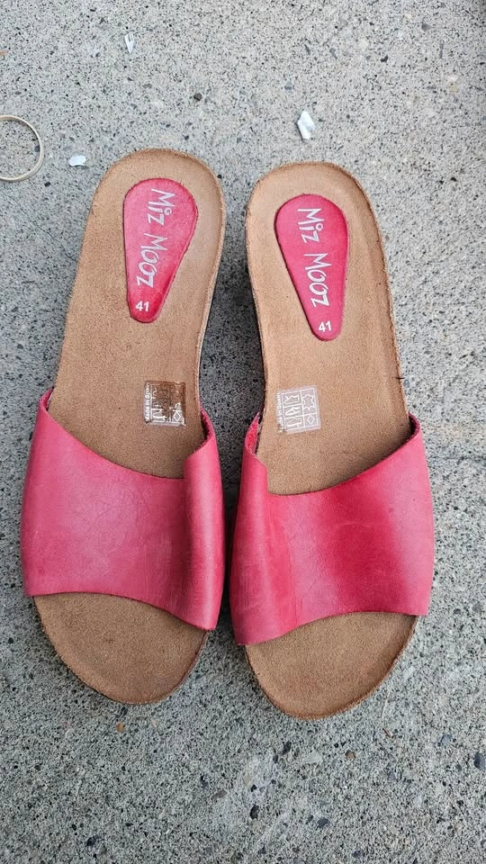 Miz Mooz Red Leather Cork Wedge Sandals - Size 10 (EU 41) - photo 2