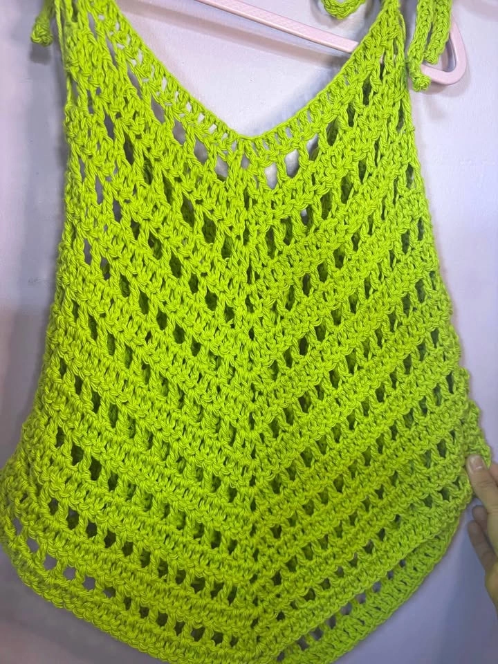 Lime Green Crochet Mesh Tank Top