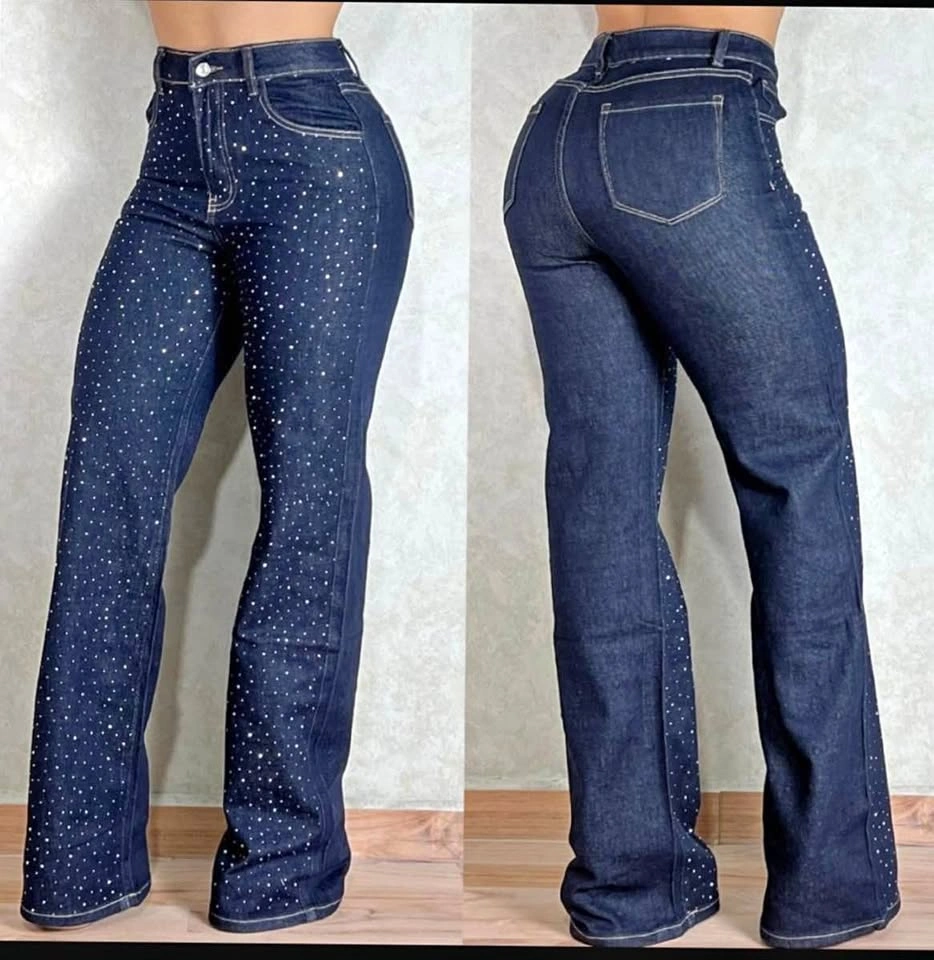 High-Waisted Rhinestone Flare Jeans