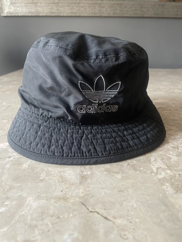 ADIDAS Adicolor Trefoil Cotton Embroidered Logo Black Bucket Hat