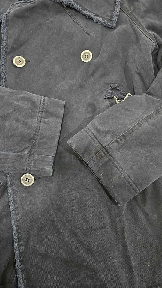 Soho Collection Black Double Breasted Utility Coat Jacket Medium - photo 3