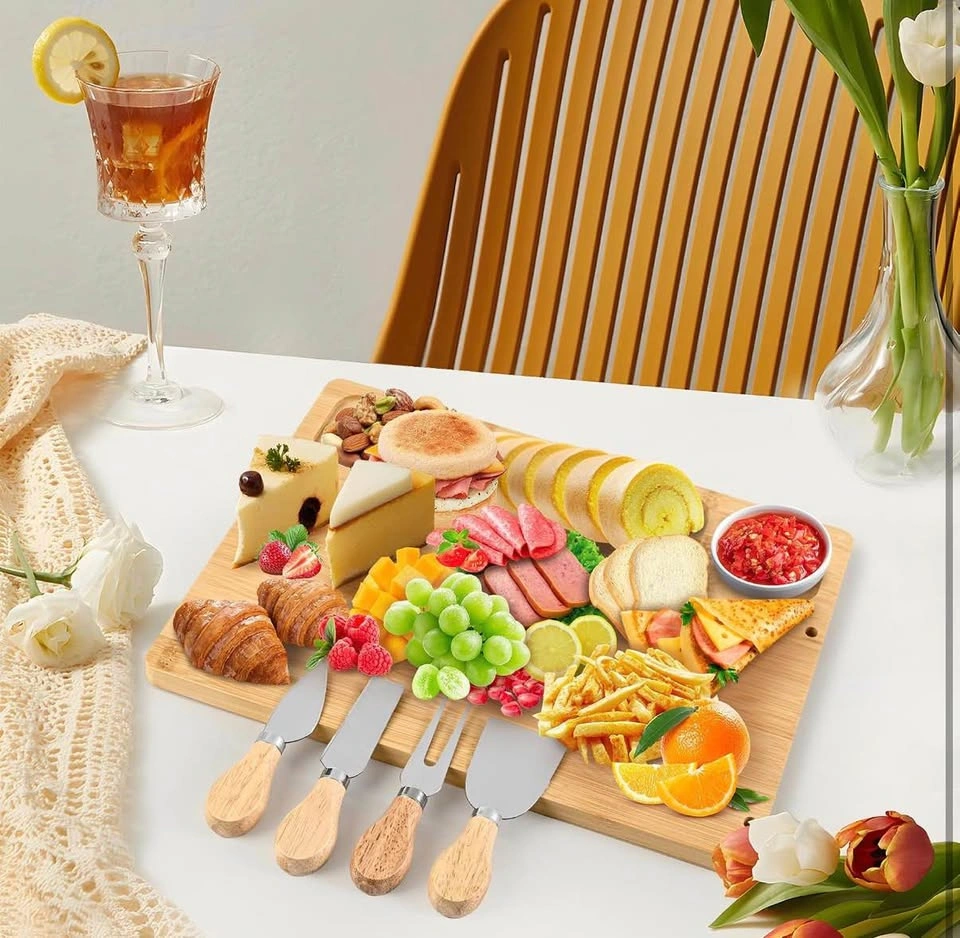 Bamboo Cheese Board with Tools Charcuterie Platter Set - photo 5
