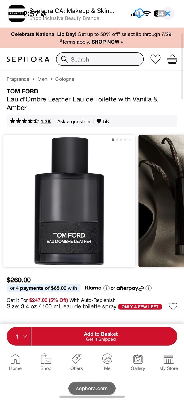 Tom Ford Eau d’Ombré Leather Eau de Parfum 100mL Brand New