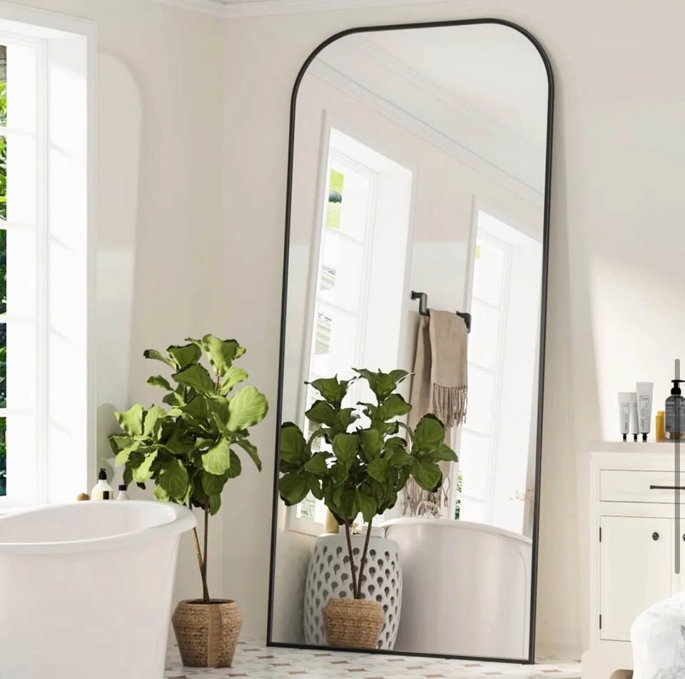 Oversized Arched Floor Mirror 71”x26” – Black Frame – New - photo 2