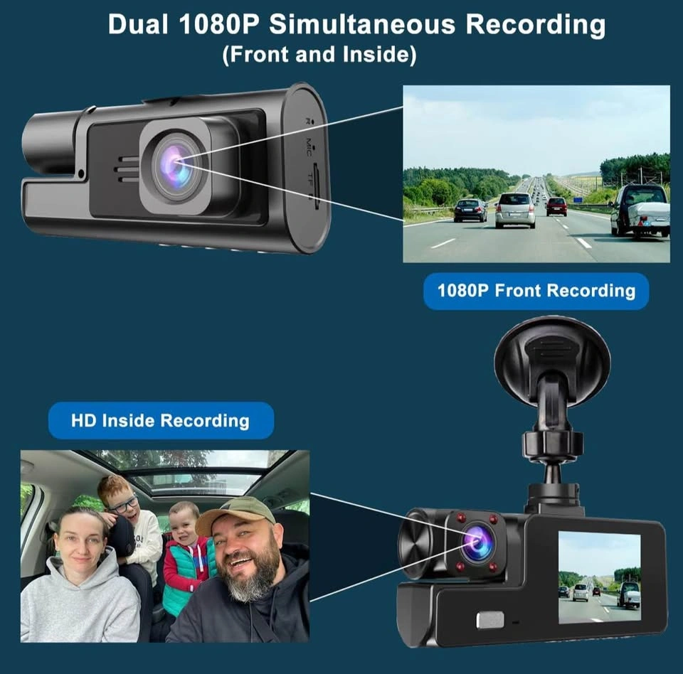 Front & Interior Dash Cam 1080P/720P – 170° Wide Angle + SD - photo 3