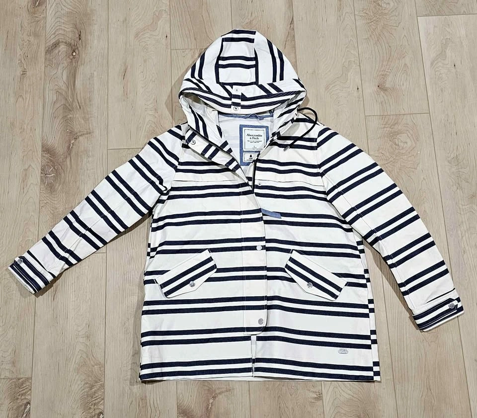 Abercrombie & Fitch Striped Rain Jacket - Women's L