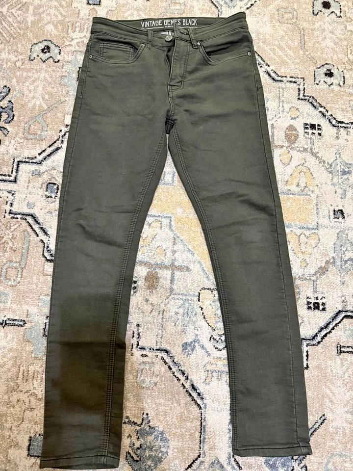 Vintage Genes Black Slim Fit Olive Green Pants W28 L30