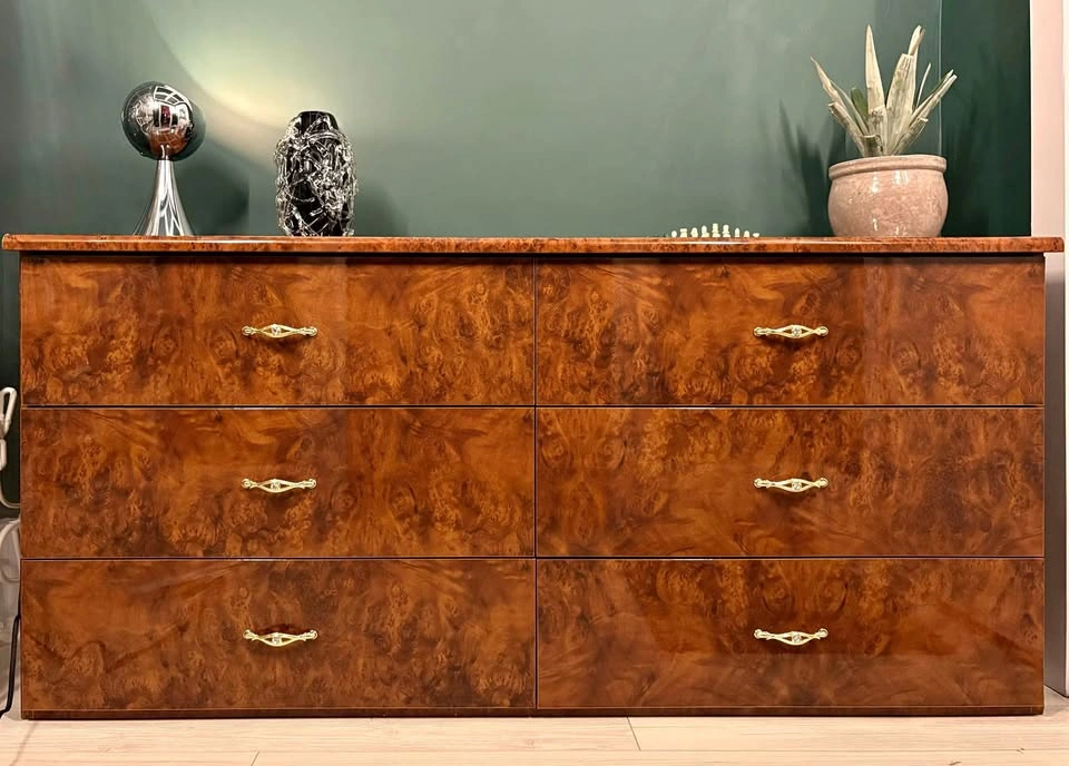 ITALIAN POST MODERN BURL DRESSER!
