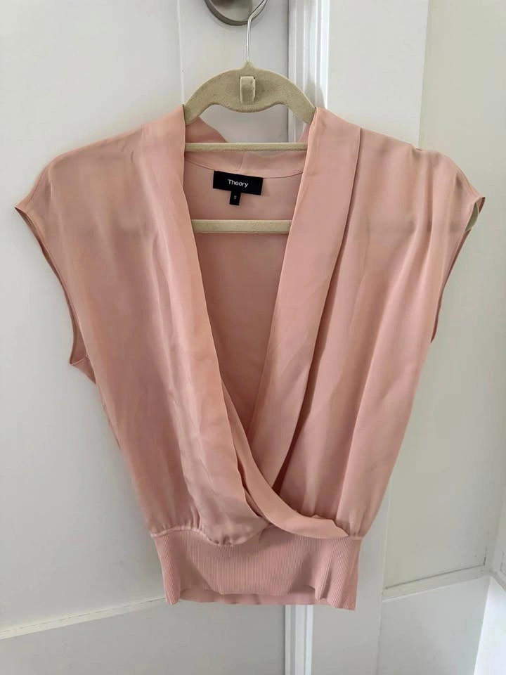 Theory Pink Draped Blouse Size S