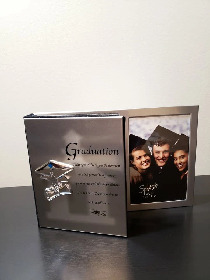NEW! Brushed Silver Graduation Album with Stand