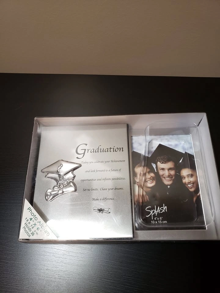 NEW! Brushed Silver Graduation Album with Stand - photo 2