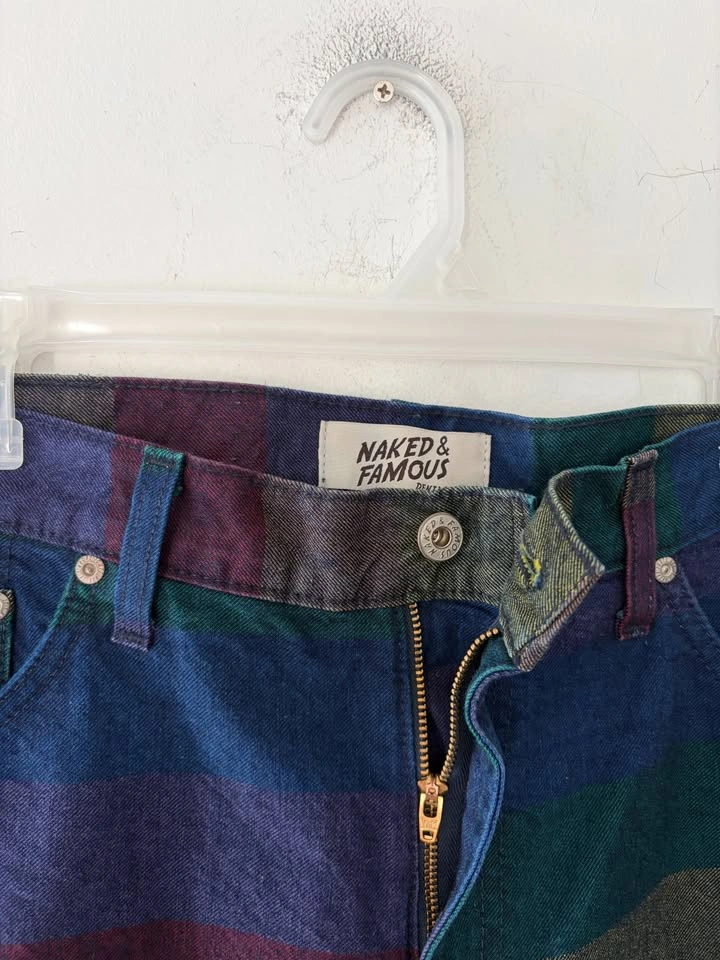 Naked & Famous Friendship Rainbow Multi-colored Weft Jeans Size - photo 3