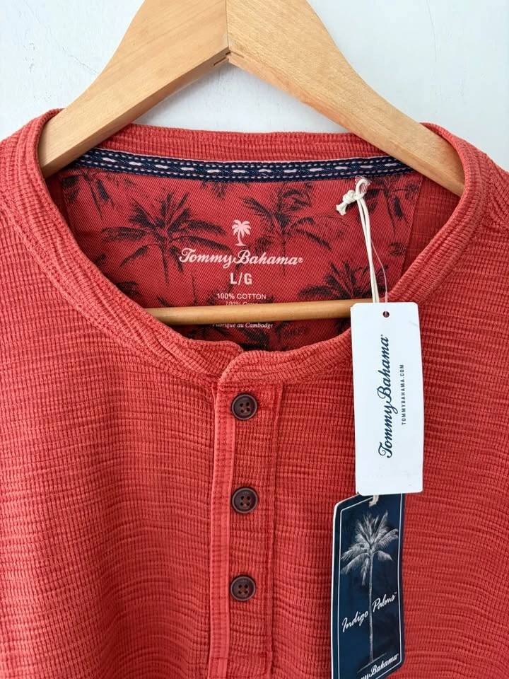 Tommy Bahama Port Oasis Long Sleeve Henley Shirt Size L NEW - photo 3