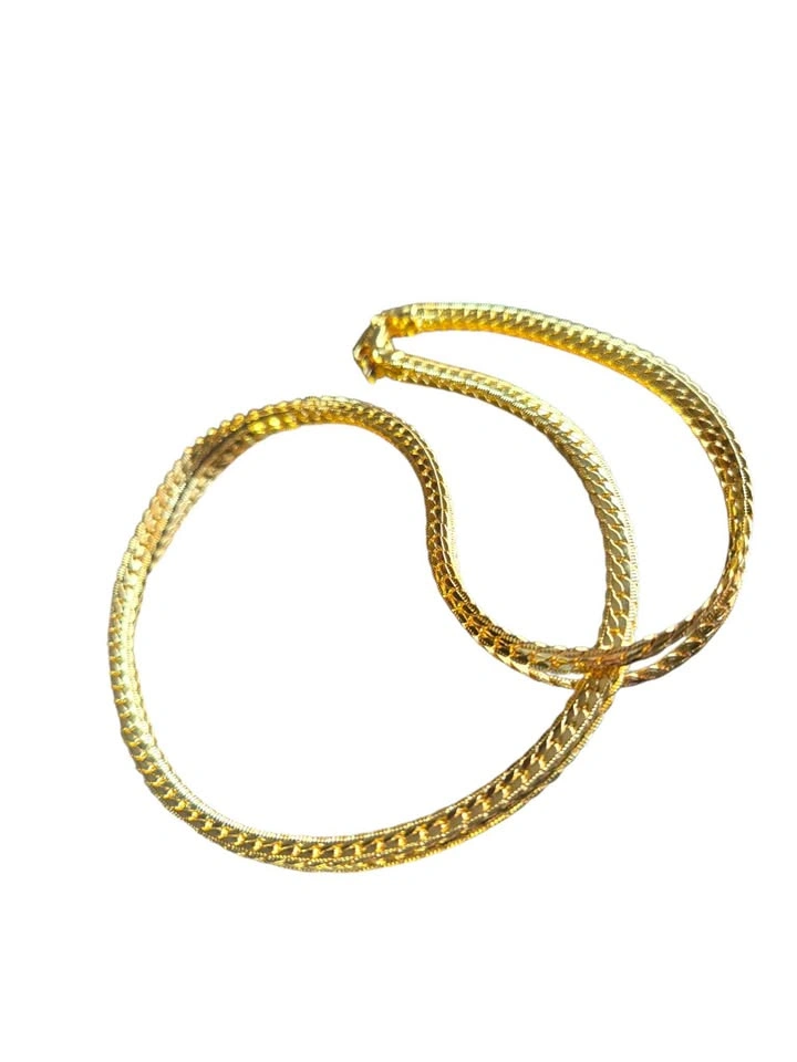 18K Gold Braided Chain Necklace • 20" Length • Lobster Clasp