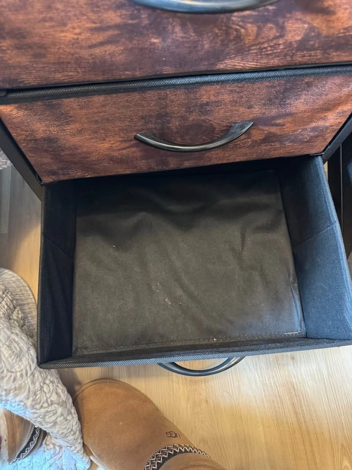 Industrial Nightstand with Charging Station and 3 Fabric Drawers - photo 4