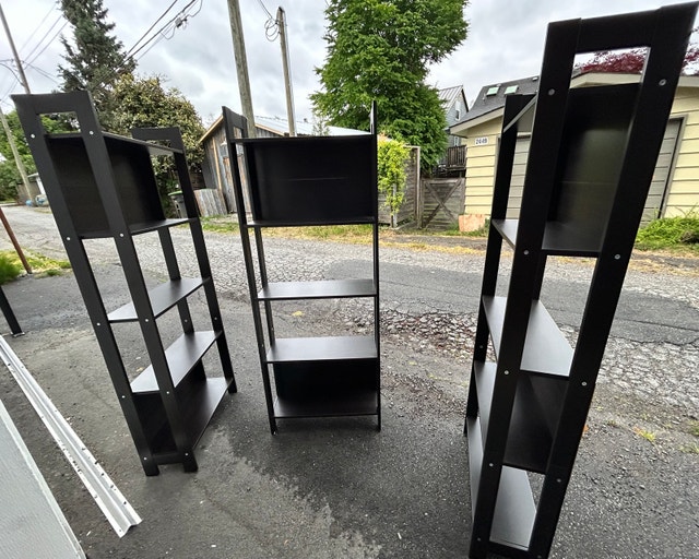 espresso black IKEA Laiva bookcases $10 each. 3 available.