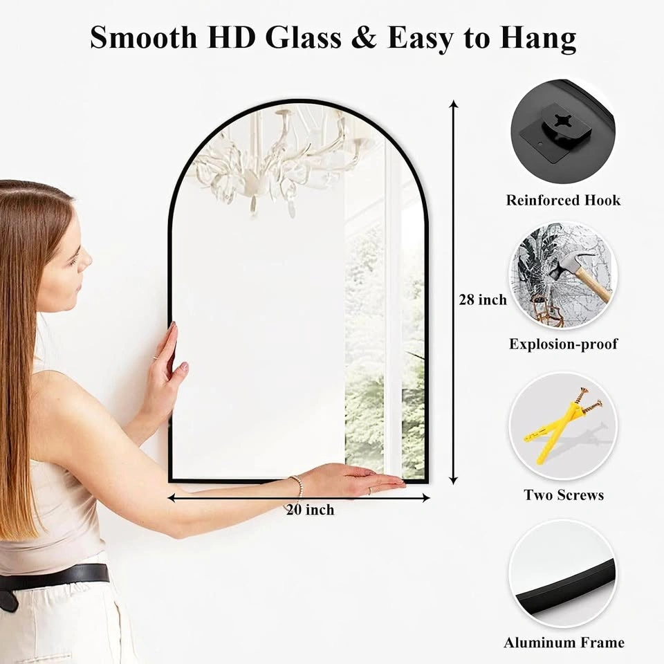 Fabuday Black Arch Bathroom Mirror for Wall